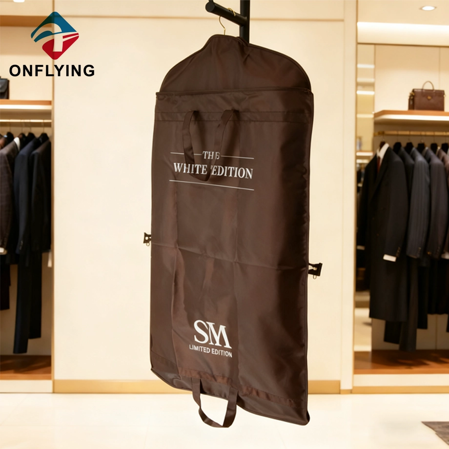 Luxury Custom Logo Handled Suits Polyester Foldable Garment Bag China Factory