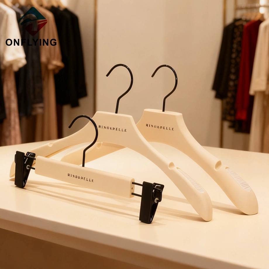 Luxury Custom Apricot Rubber Coated Pants Clothes Hanger China Manufacturer