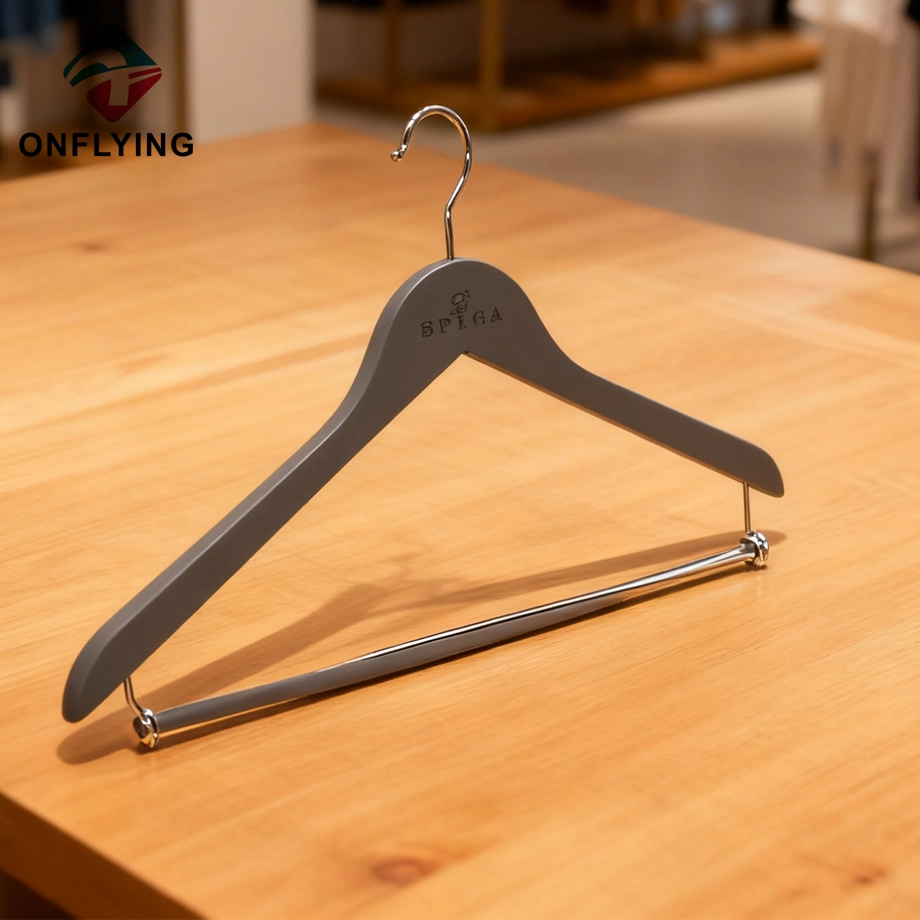 Gray Wood Shirt Hangers Manufacturer