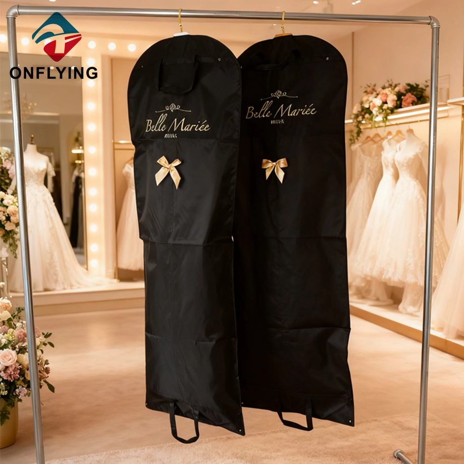 Robuste, staubdichte schwarze Polyester-Brautkleid-Tasche, China-Lieferant