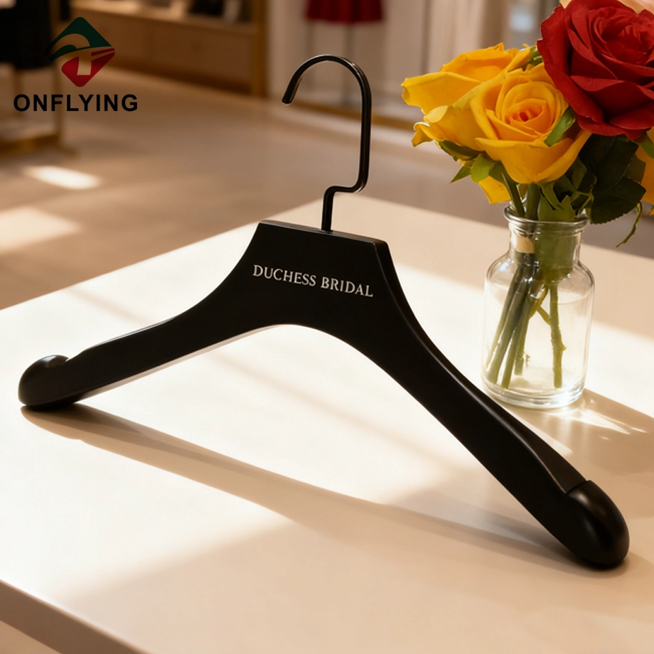 Luxury Solid Custom Branded Coat Pants Wooden Hanger Set China Manufacture