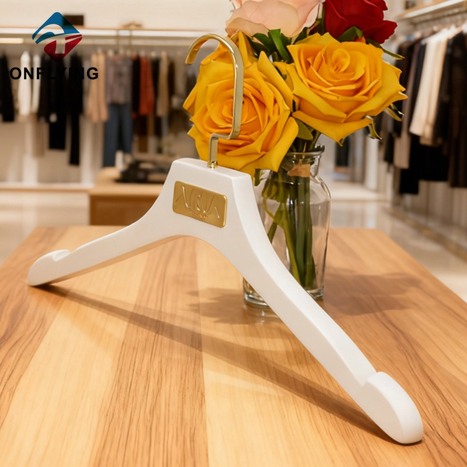 Luxury Custom Non Slip White Bridal Dress Wooden Hanger China Supplier
