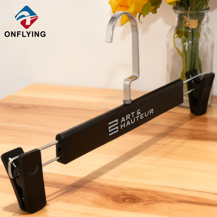 Stylish With Strong Clips Black Custom Plastic Pants Hanger China Supplier