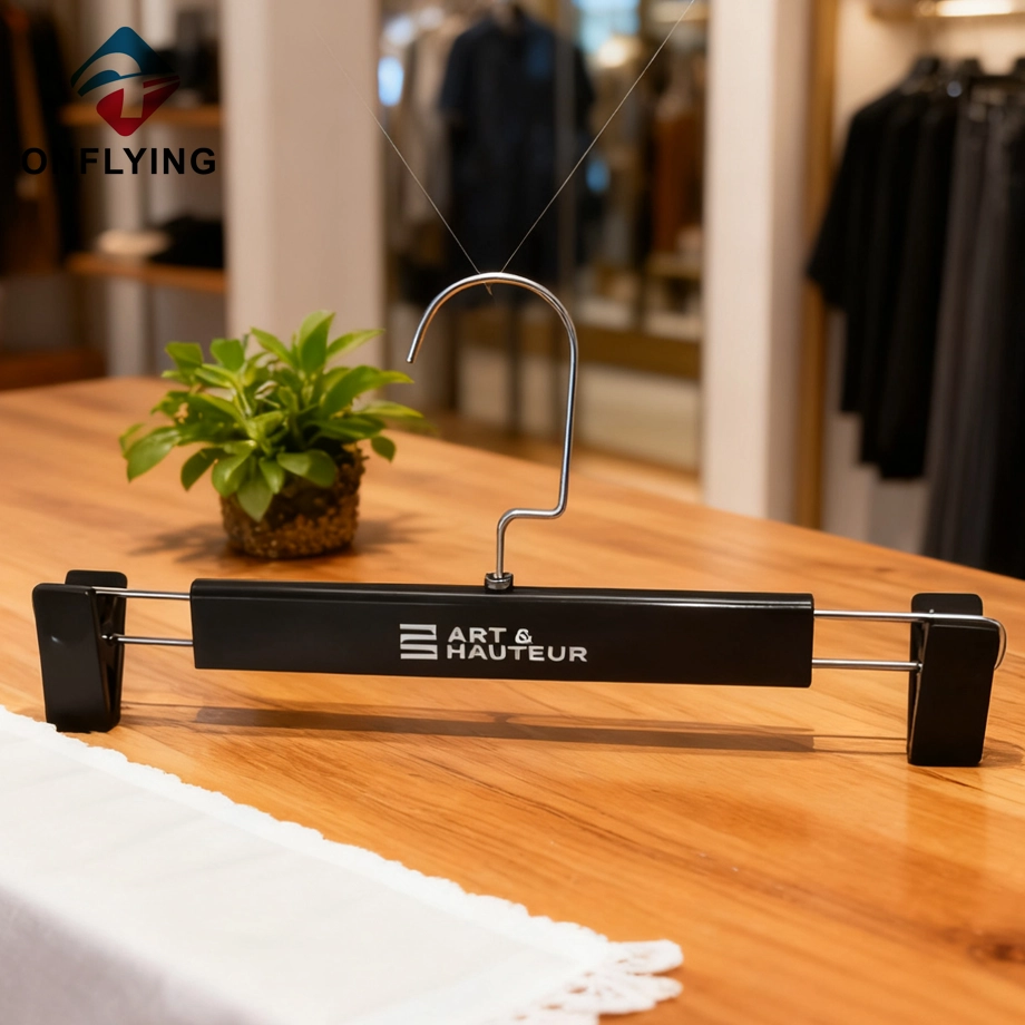 Stylish With Strong Clips Black Custom Plastic Pants Hanger China Supplier