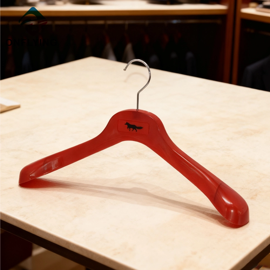 Large Shoulder Silvery Round Hook Red Coat Transparent Hanger China Factory