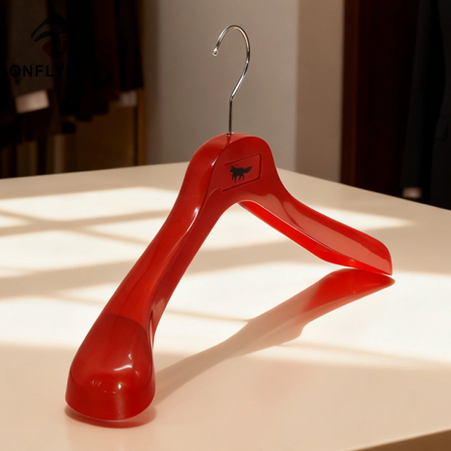 Large Shoulder Silvery Round Hook Red Coat Transparent Hanger China Factory