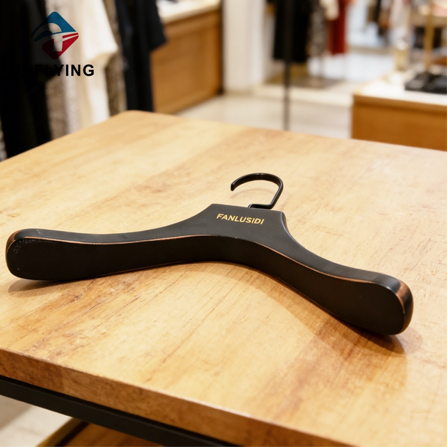 Heavy Duty Black Square Hook Wooden Luxury Clothes Hangers China Factory