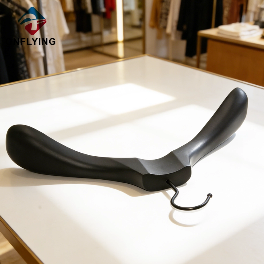 Top End Round Hook Clothes Coat Black Wooden Hangers China Supplier