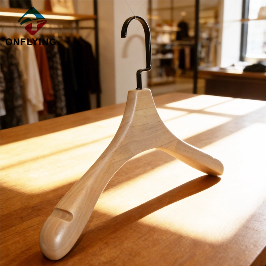 Boutique Creamy Special Design Lady's Wooden Dress Hangers China Supplier