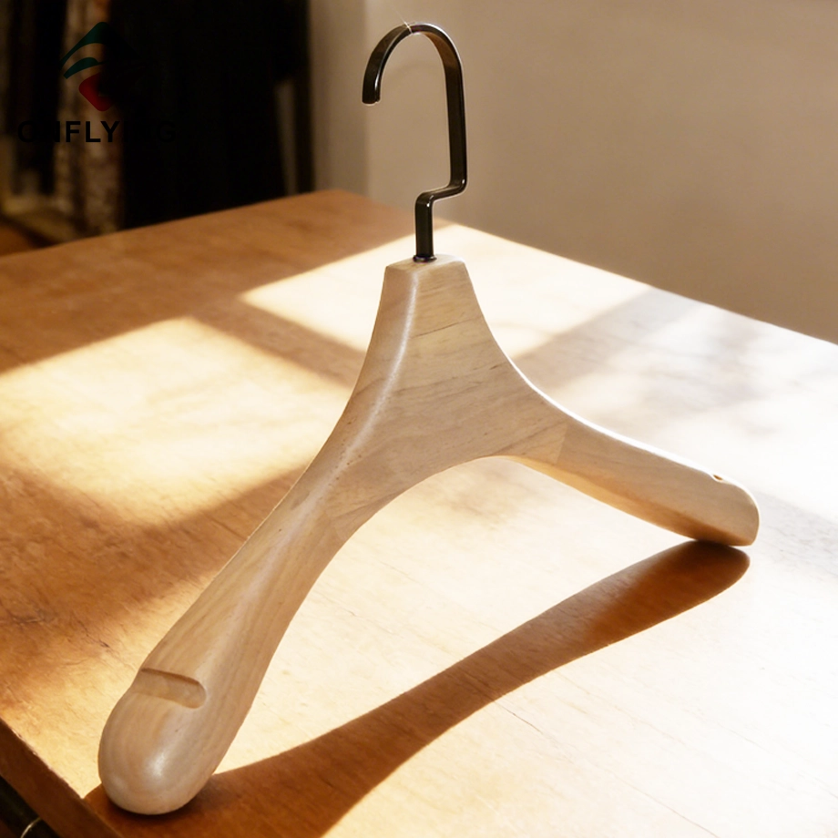 Boutique Creamy Special Design Lady's Wooden Dress Hangers China Supplier