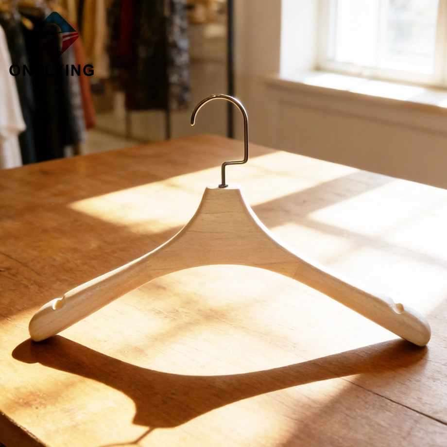 Boutique Creamy Special Design Lady's Wooden Dress Hangers China Supplier