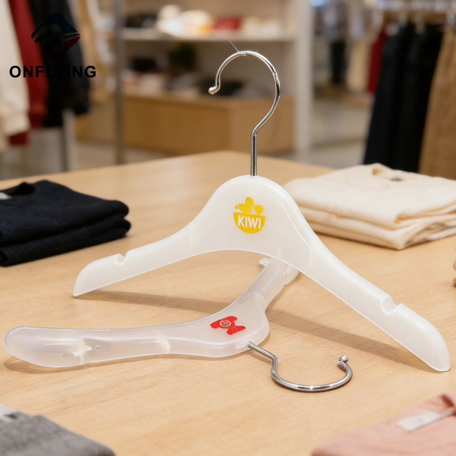 China Custom Logo Small Size Cute Kids' Plastic Clothing Hangers China Factory manufacturer