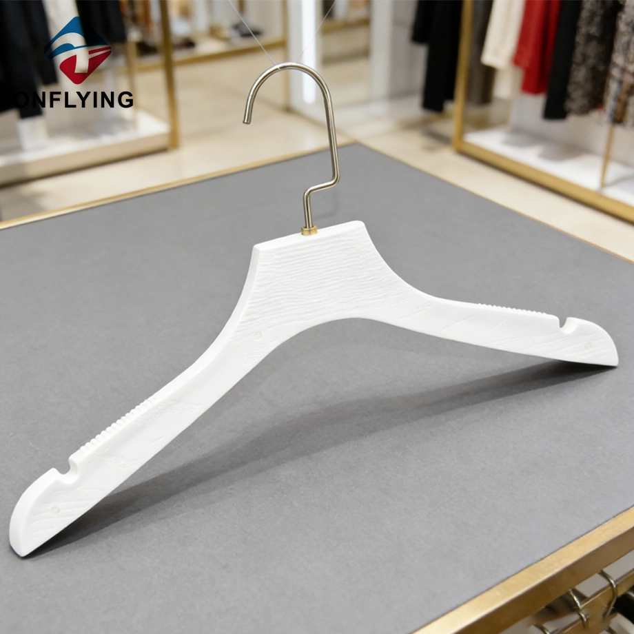 China Fornecedor chinês de cabides de vestido de casamento branco de plástico personalizado durável de luxo fabricante