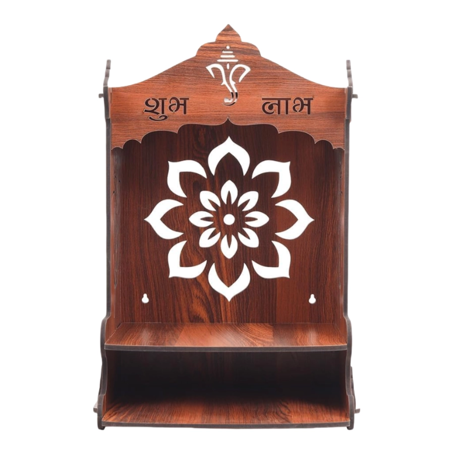 Custom hölzerne Pooja Mandir Home Wall Mounteed Puja Stand kleiner Tempel für Zuhause und Büro