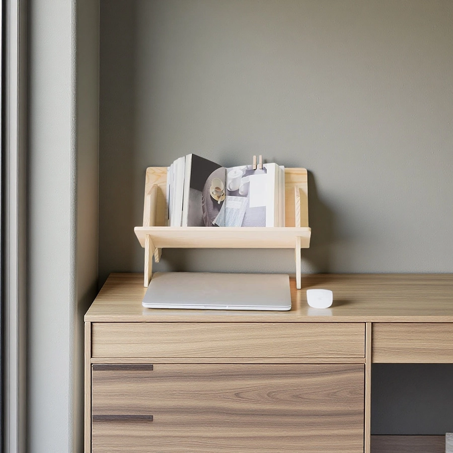 Wholesale Small Wooden Book Rack Desktop Storage Display Organizer Solid Pine Bookshelf