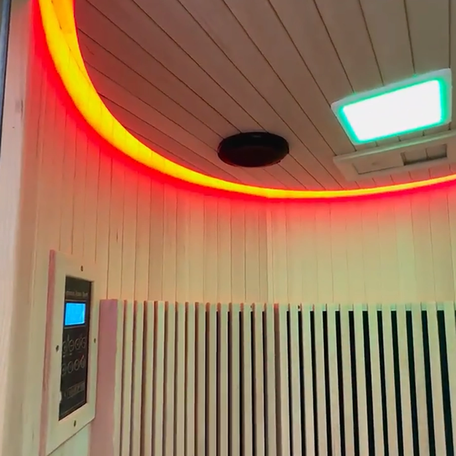 Sauna a infrarossi moderna personalizzata a forma di botte per interni domestici