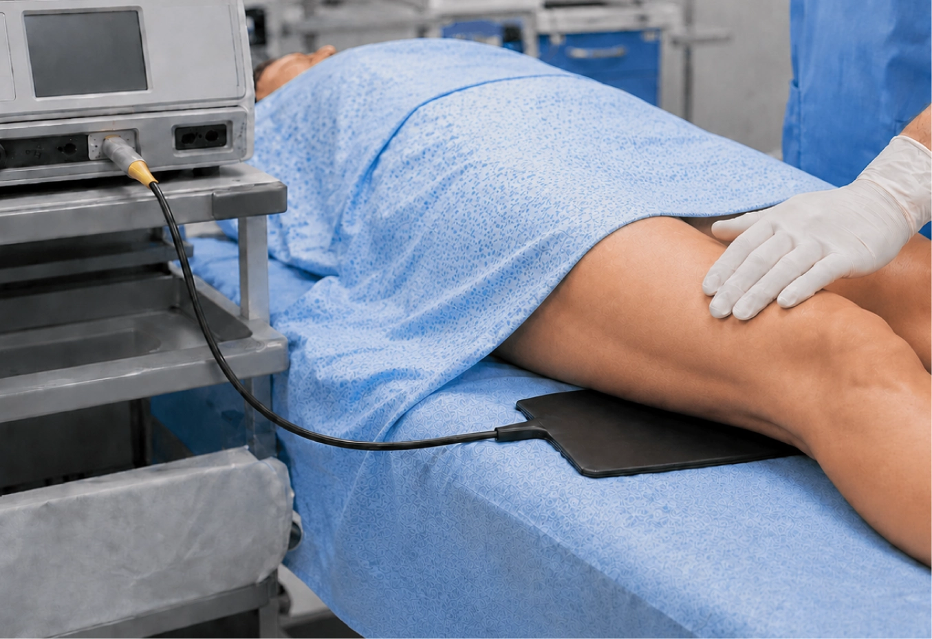 قطب كهربائي قابل لإعادة الاستخدام للمريض متصل بمعدات جراحية كهربائية متوافقة