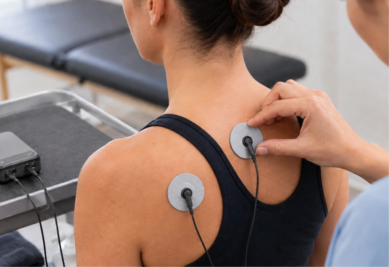 snap electrode pads connected to compatible electrical stimulation lead wires