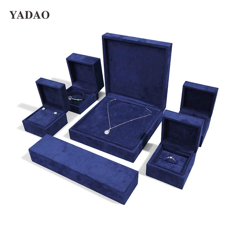 China YADAO Superior Velvet Jewelry Box Blue Custom logo for Ring Bracelet Necklace Earring Packaging manufacturer