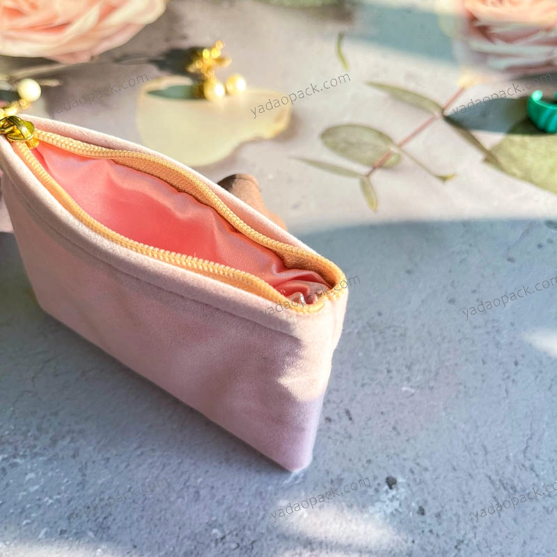 Bolsa de terciopelo de color rosa para embalaje de joyas personalizadas