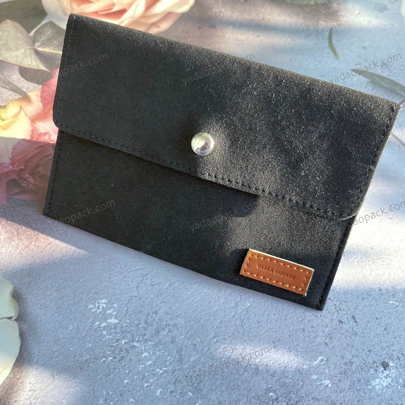 Black Microfiber Pouch with snap closure
