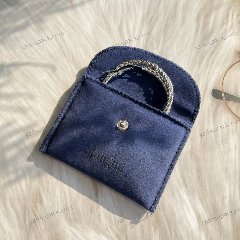 Pochette portagioielli in microfibra Royal Blue con cuciture intorno