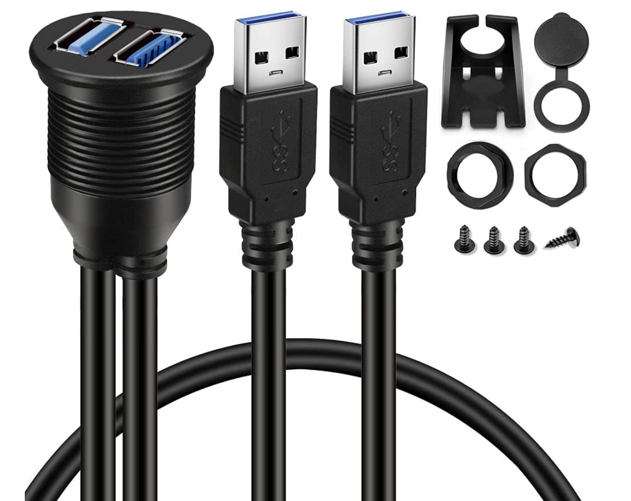 Cavo USB da incasso per montaggio su auto, prolunga impermeabile per pannello cruscotto per motocicletta, barca, camion