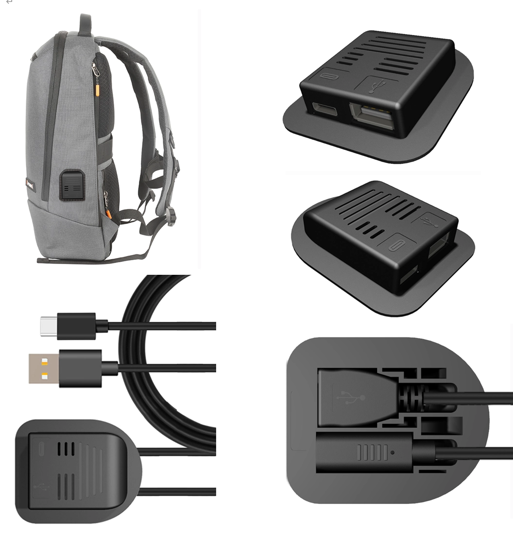 Produttore di cavi USB tipo C esterni per zaino a doppia porta, cavo di prolunga USB per custodia