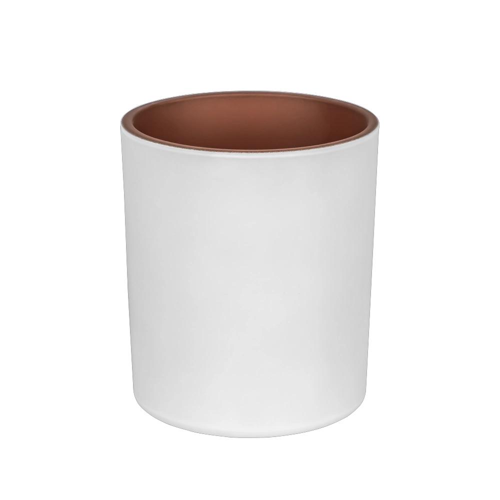 Tarro de cristal de vela blanca mate para velas de cera de soja con spray interno