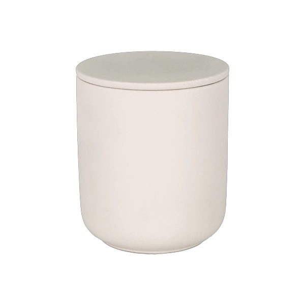 ceramic candle jar matte milk white