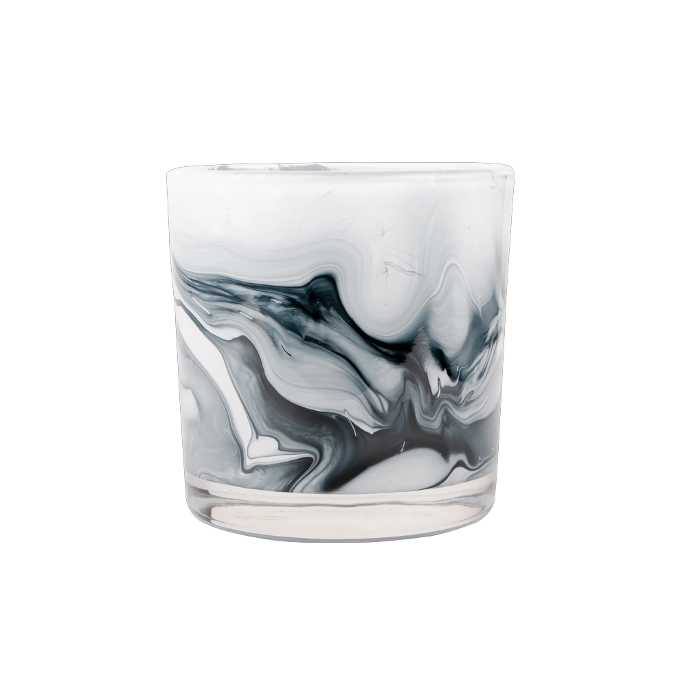 Marble Finish Glass Candle Holder Handmade