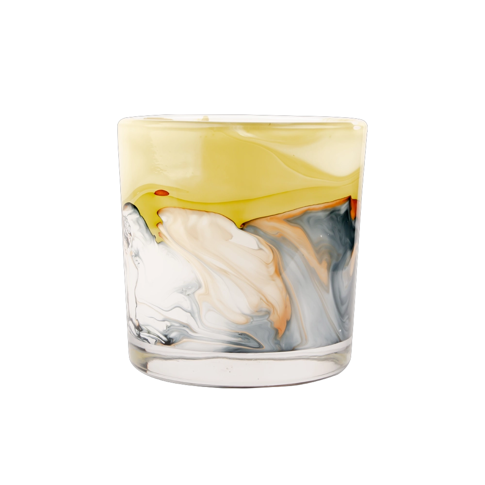 Jarra de vela de vidro efeito mármore exclusivo para velas perfumadas