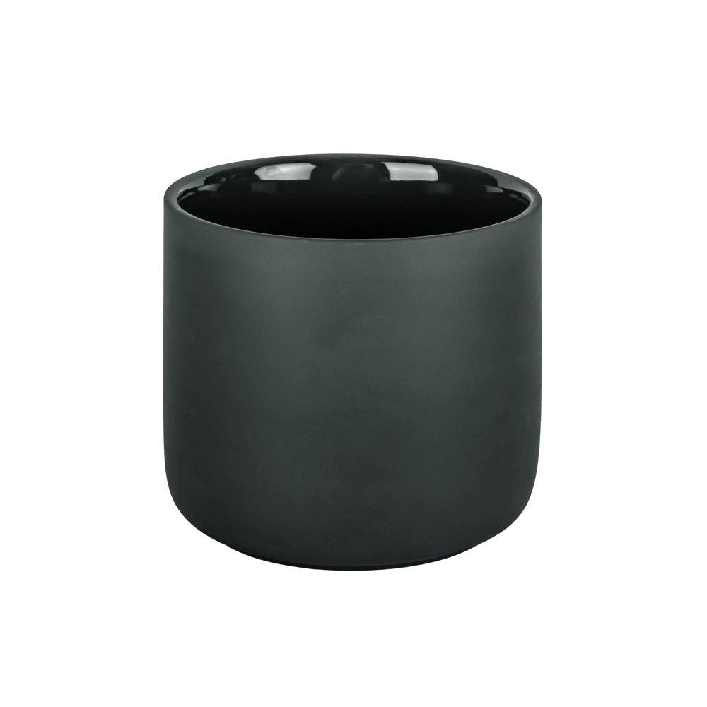Classic Matte Black Ceramic Clay Candle Vessel With Lid