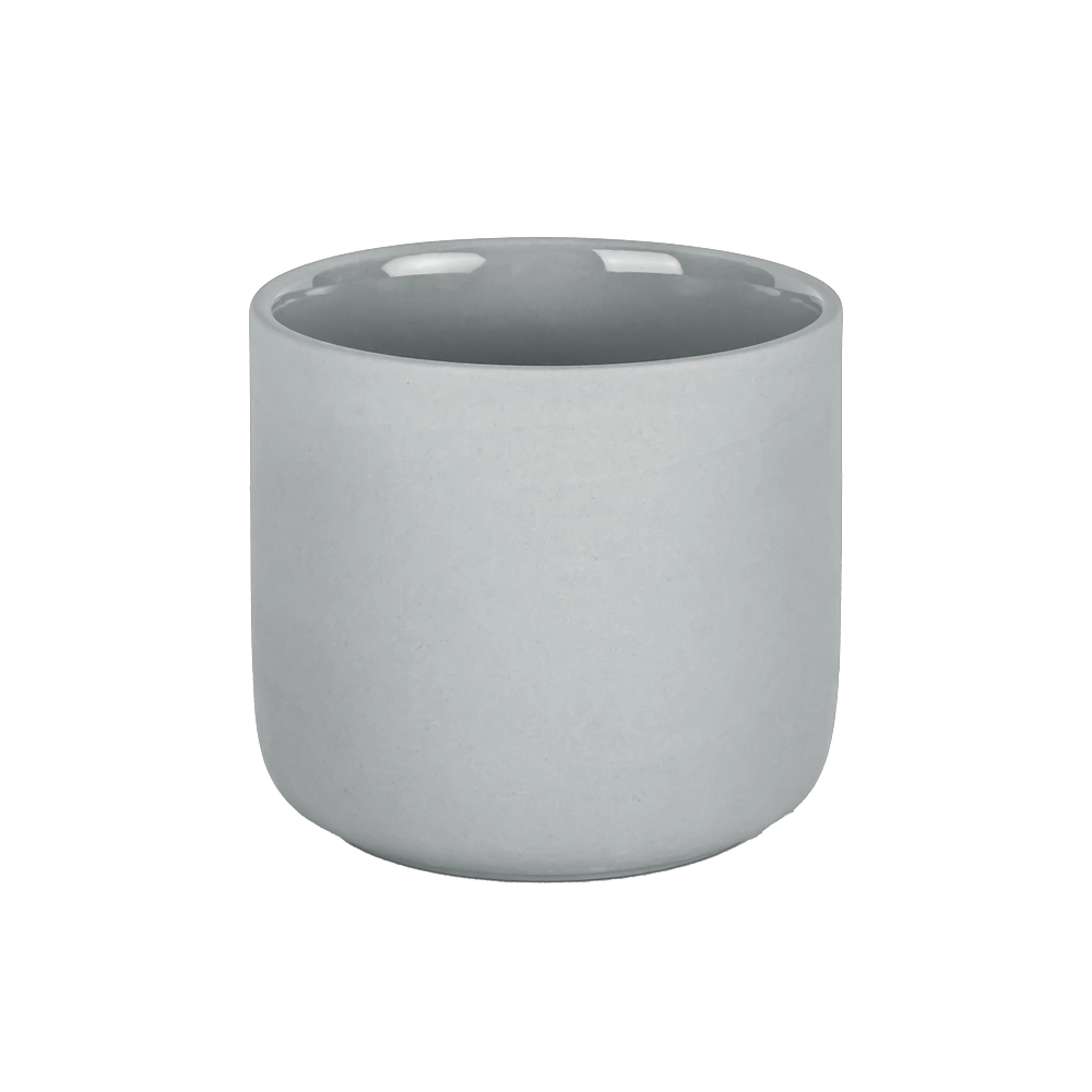 Recipiente de vela de porcelana cinza claro com tampa