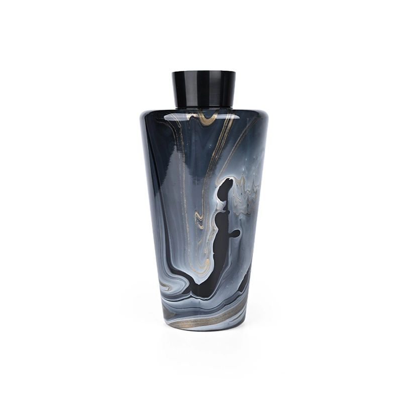 Contemporary Abstract Swirl Vase – Blue & Terracotta