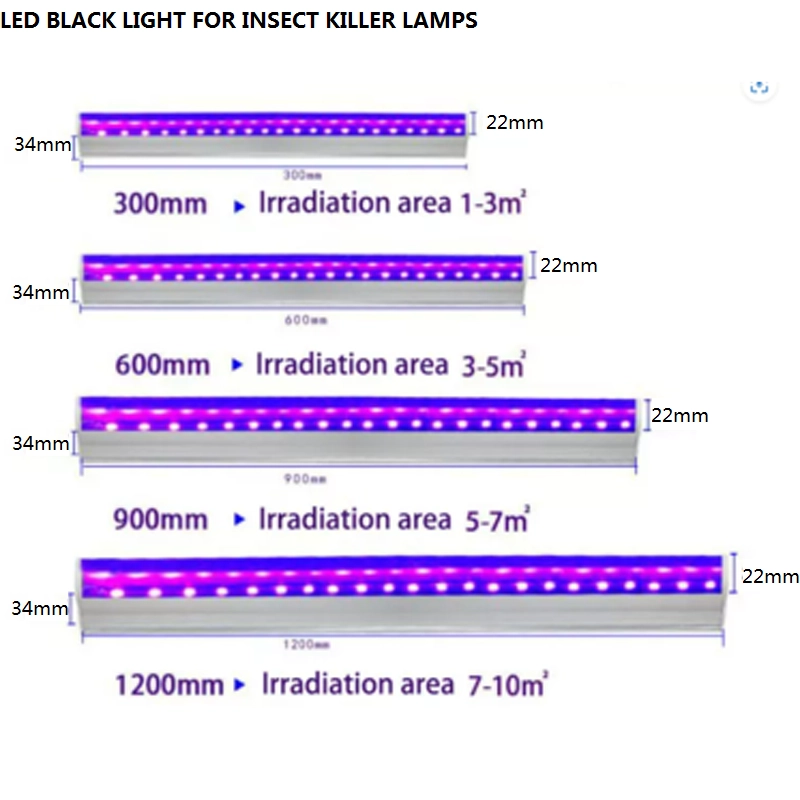 Lâmpada LED UV para matar insetos, luz preta 365nm T8, lâmpada LED BL para mosquitos, luz UV para matar insetos