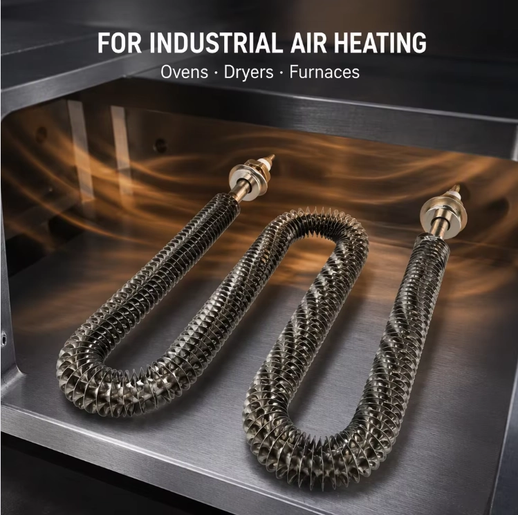 Tubo de aquecimento elétrico em forma de W Aquecedor de ar com aletas de aço inoxidável 220 V Elemento de forno industrial de queima a seco