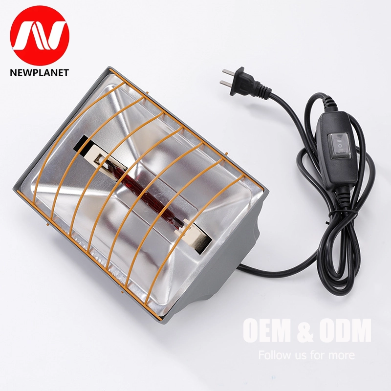 220V Infrared Heater Lamp Red Halogen Heat Light Aluminum Housing Dimmable IP44 Poultry Farm