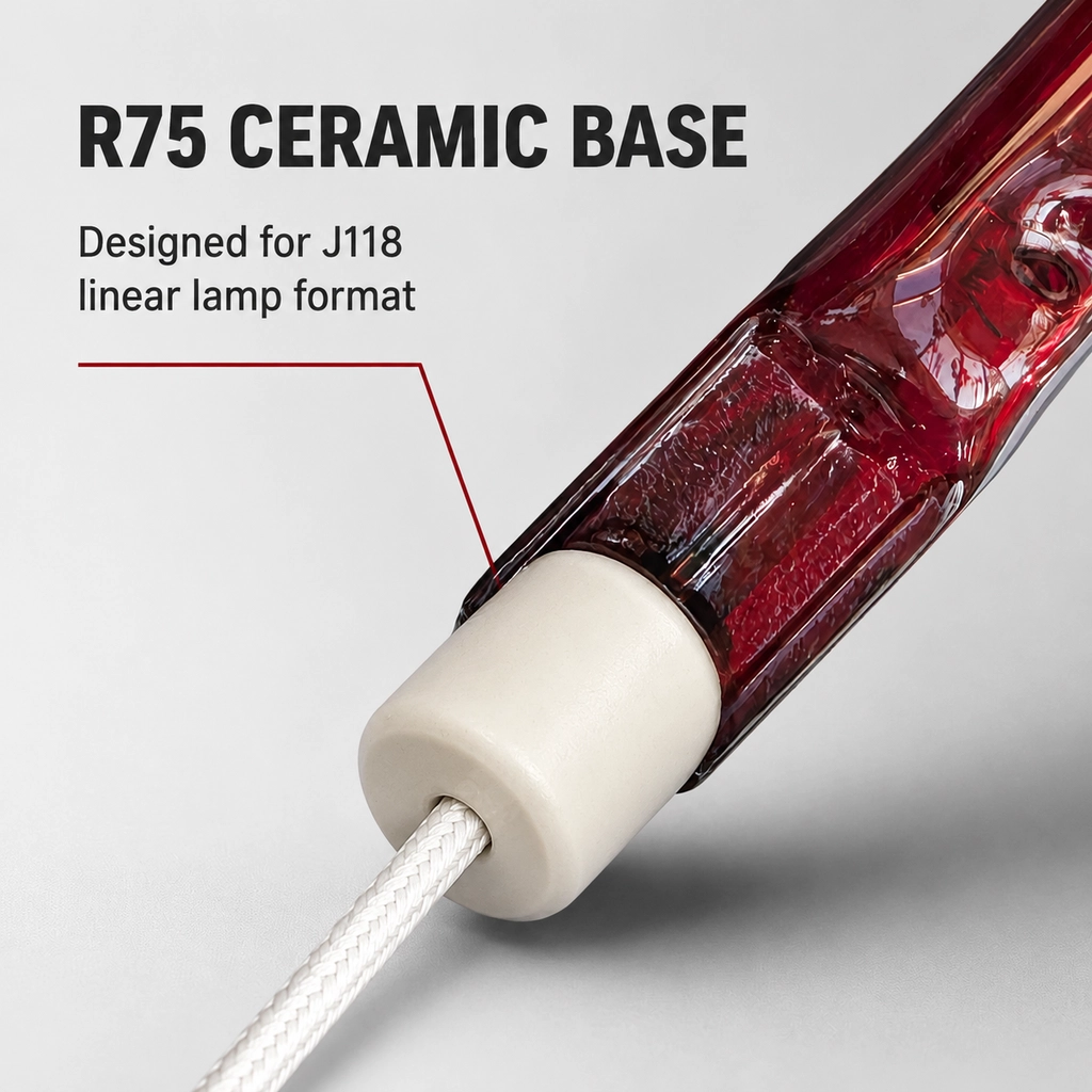 R7s J118 Ruby Quartz Infrared Heating Lamp Double-Wound Tungsten Filament For Therapy Heaters