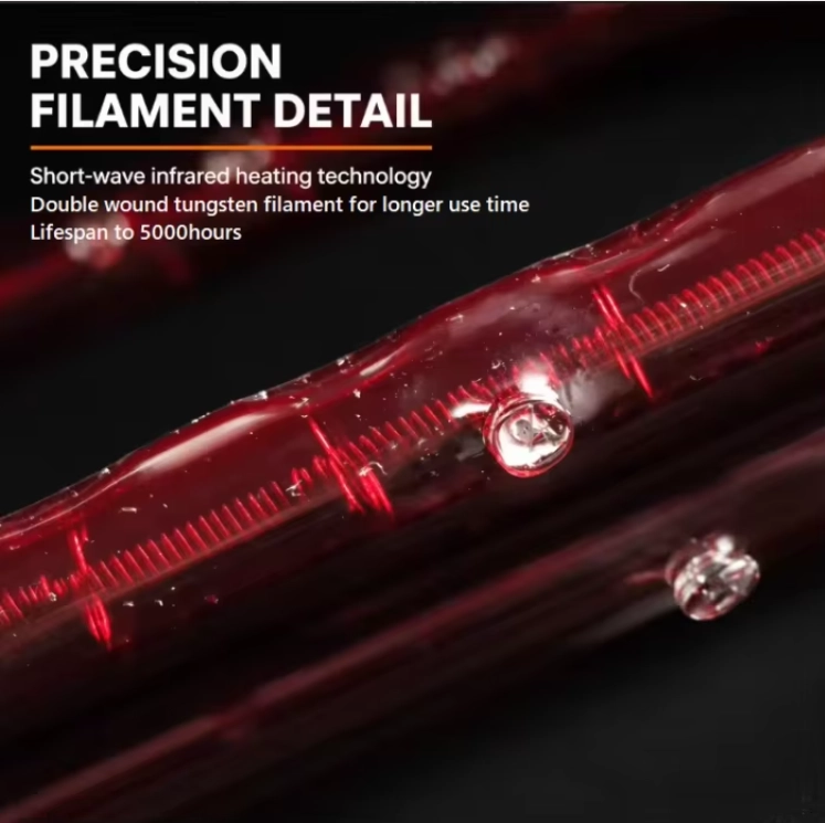 R7s J118 Ruby Quartz Infrared Heating Lamp Double-Wound Tungsten Filament For Therapy Heaters
