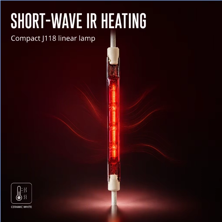 R7s J118 Ruby Quartz Infrared Heating Lamp Double-Wound Tungsten Filament For Therapy Heaters