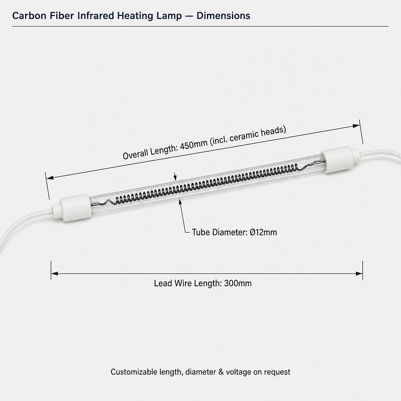 Custom 600W 220V Carbon Fiber Infrared Heating Lamp - Medium-Wave IR Emitter Tube for Sauna