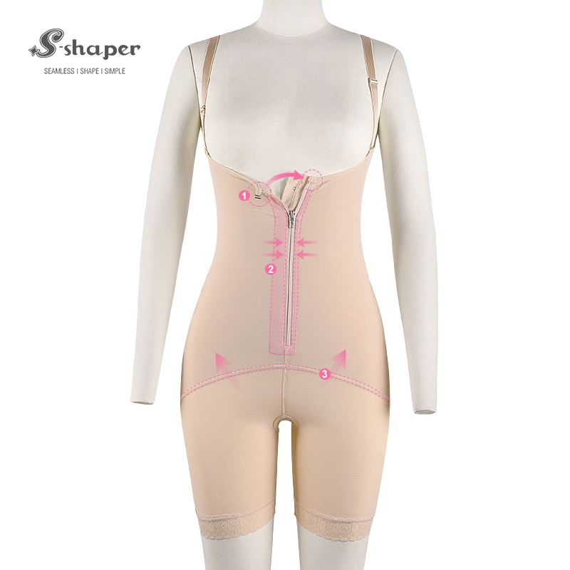 S-SHAPER Fajas Colombia Post Surgery Shapewear Borong Seluar Badan Mengangkat Pinggul Dengan Zip