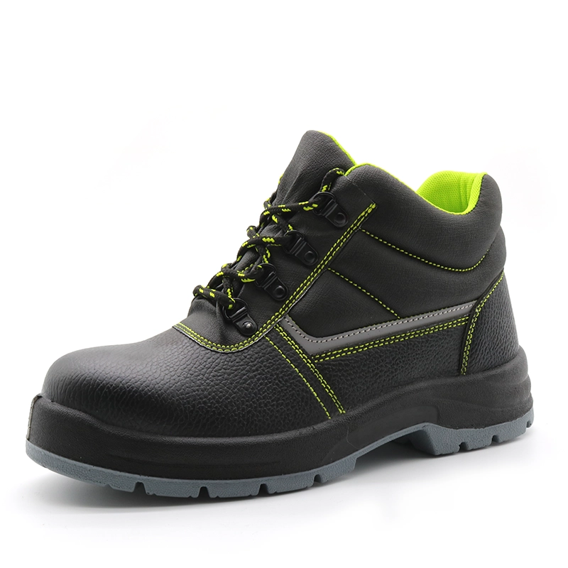 China TM052 Black leather non-slip pu sole anti puncture cheap price safety shoes steel toe manufacturer TM052 Black leather non-slip pu sole anti puncture cheap price safety shoes steel toe