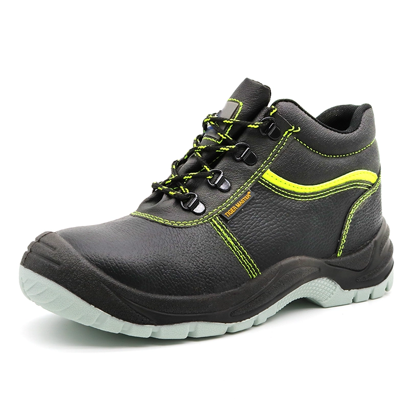 TM2029 chaussures de sécurité minières en cuir noir à bout en acier anti-dérapant résistant aux acides