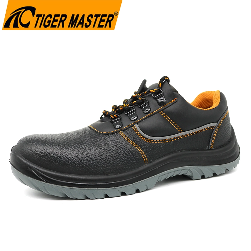 TM036L Black cow leather pu sole steel toe safety shoes for men industrial