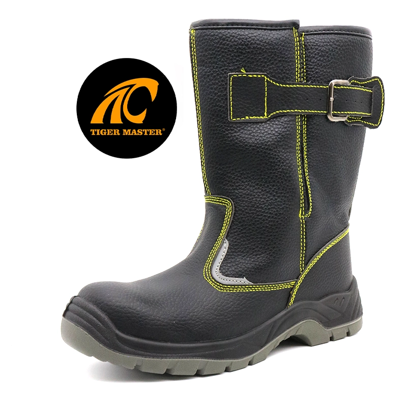 Cina TM077B Stivali di sicurezza da uomo per saldatura antiforatura con punta in acciaio nera da 12 pollici in pelle di mucca produttore