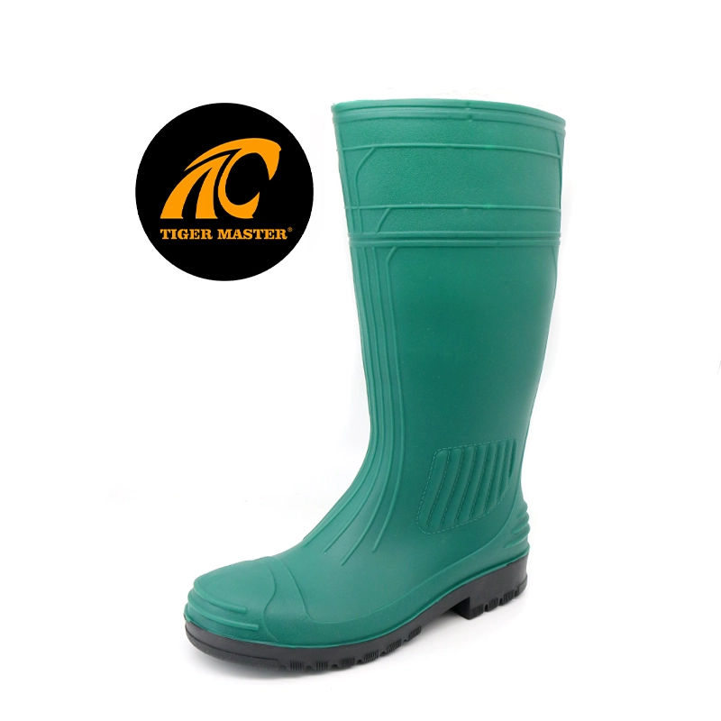 China GB38 Groene stalen teen Anti punctie PVC Safety Rain Boots waterdicht fabrikant GB38 Groene stalen teen Anti punctie PVC Safety Rain Boots waterdicht