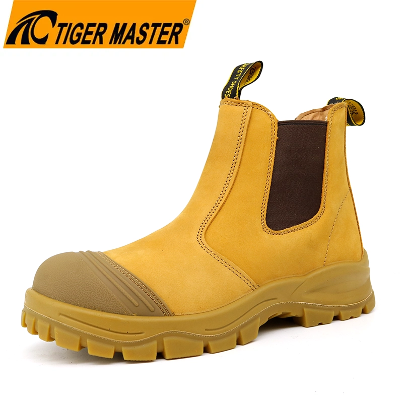 TM189 Nubuck Leather Anti-Smashing Sin cordones Botas de seguridad Fibra Toe