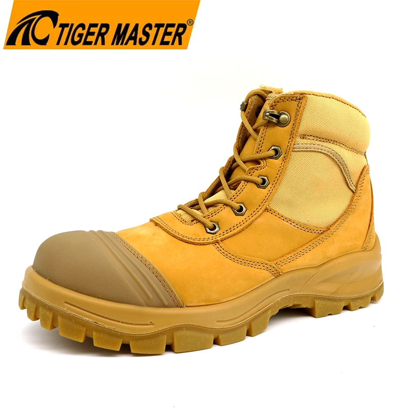 TM135 Botas de seguridad de la industria de gas de petróleo de acero de cuero Nubuck con cremallera